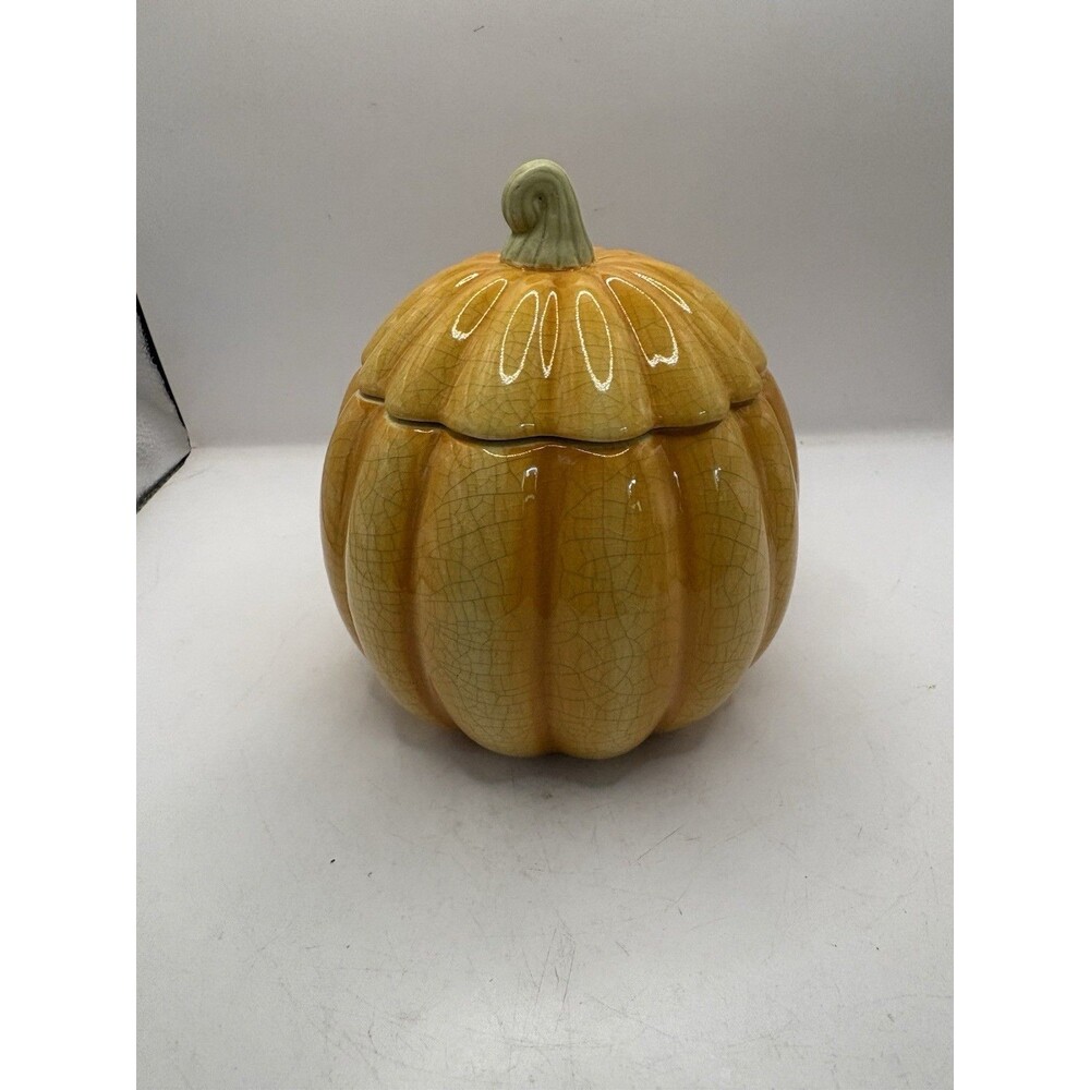 Hallmark Pumpkin Ceramic Candle Holder w/  Lid Pumpkin Spice Candle Fall New